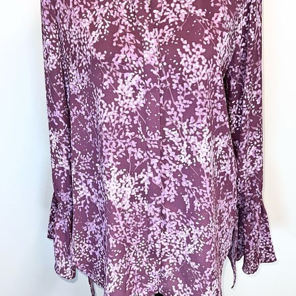 H by Halston Oversized Bell Sleeve Blouse Concealed Front Buttons Womens Sz M - Picture 3 of 10